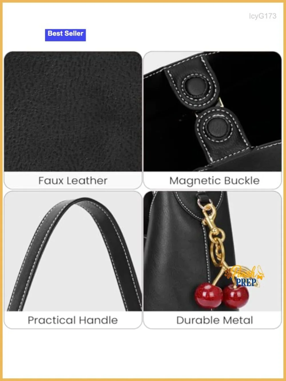 Faux Suede Hobo Bag Vegan Leather Shoulder Tote with Cherry Charm Slouchy